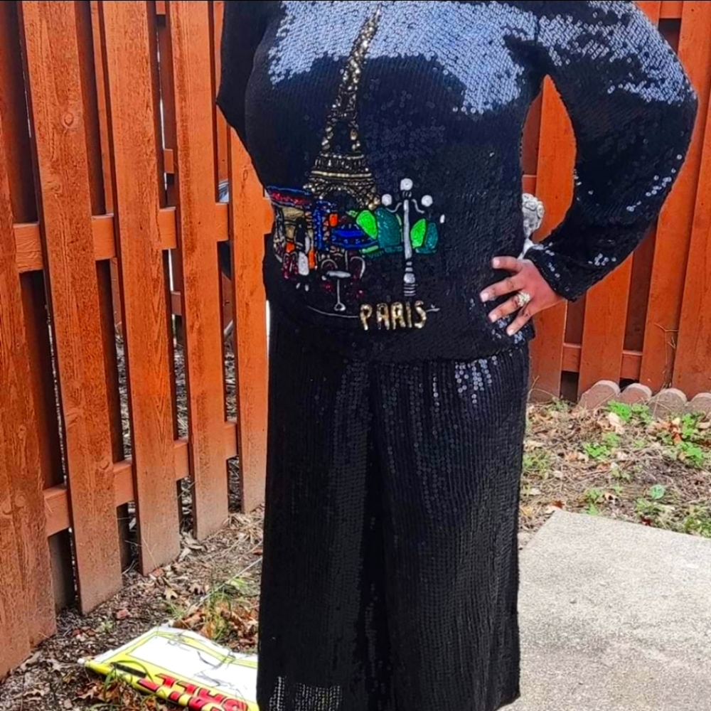 Women's 16W Beaded Sequin Culottes Ensemble